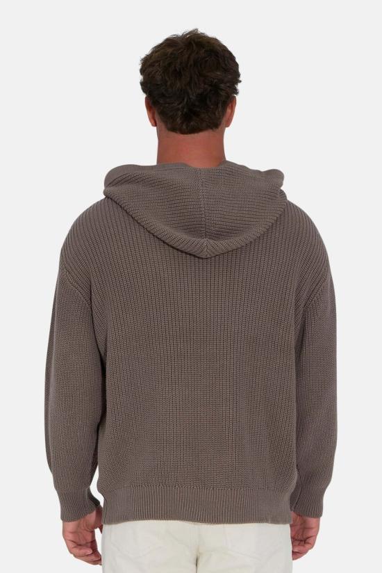  블루&크림 터틀넥 페리 리브드 후디 - BLUE&CREAM