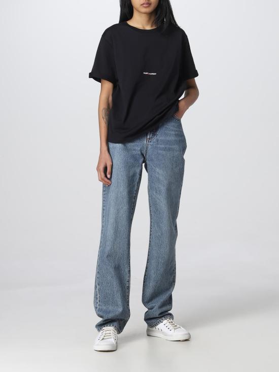 25FW 생로랑 반팔 티셔츠 460876YB2DQ 1000 Black - SAINT LAURENT