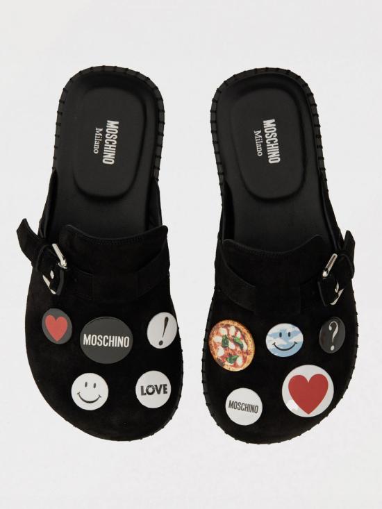 25SS 모스키노 뮬/슬리퍼 MA10252G0MME0 00A Black - MOSCHINO