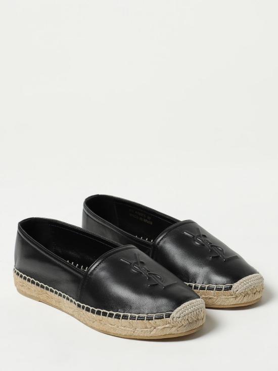 26SS 생로랑 램스킨 모노그램 에스파드리유 458573AAALP 1000 Black - SAINT LAURENT