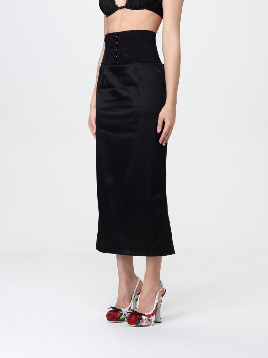 25FW 돌체앤가바나 롱 스커트 F4CI1TFURAD N0000 Black - DOLCE & GABBANA
