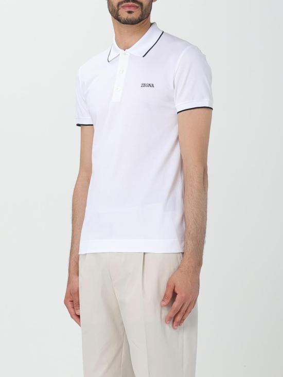 25FW 에르메네질도제냐 폴로 티셔츠 E7358A5B746 N00 White - ERMENEGILDO ZEGNA