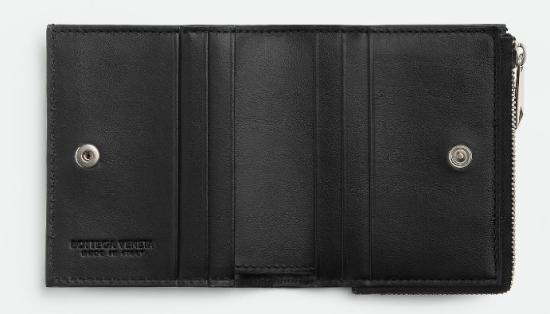 25FW 보테가베네타 반지갑 775546VCPQ4 8803 BLACK SILVER - BOTTEGA VENETA