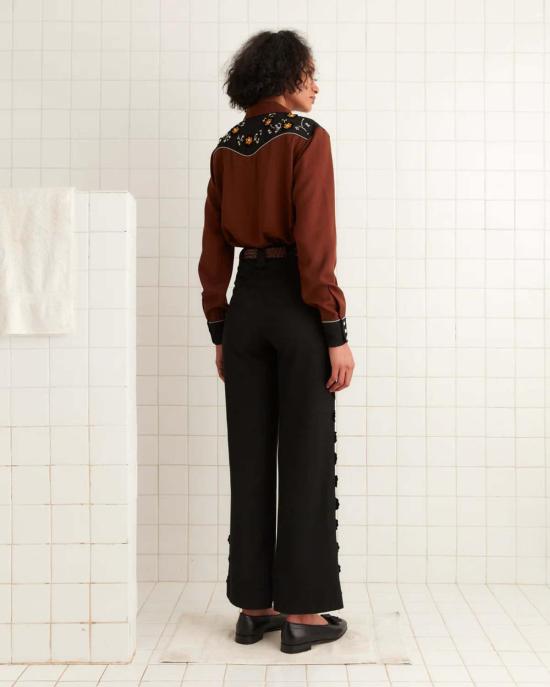  보디 스트레이트 팬츠 보드 아빌린 팬츠 블랙 멀티 - BODE