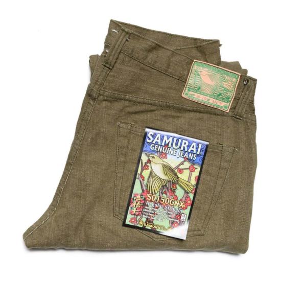  사무라이 진스 데님 팬츠 사무라이 진 S0150 Gnx "Uguisu" 17oz 셀비지 데님 레귤러 스트레이트 핏 - SAMURAI JEANS