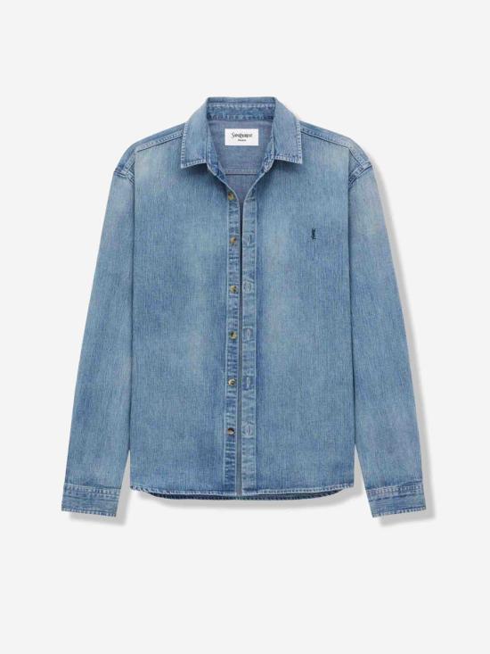 25FW 생로랑 긴팔 셔츠 823437Y14MJ 4248DAY BLUE DENIM BLUE - SAINT LAURENT