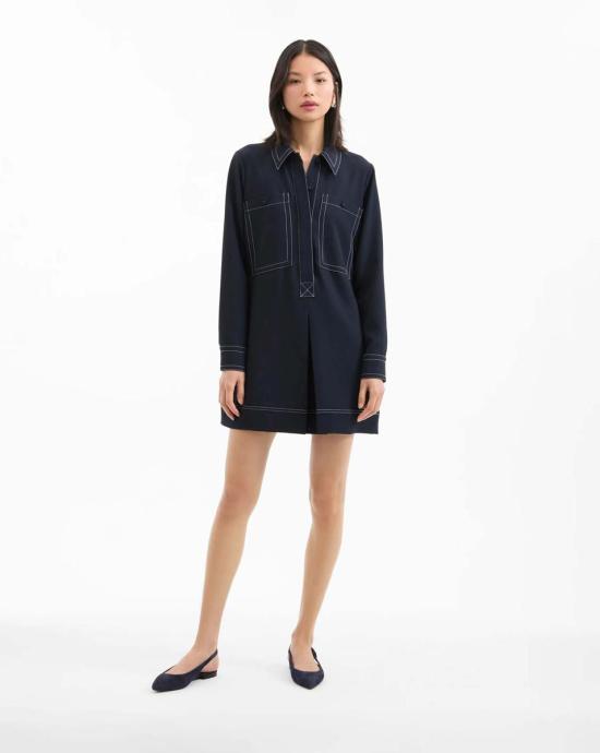 25FW 베로니카비어드 미디 원피스 2507CP3221718 B0055NAVY MIDNIGHT BLUE - VERONICA BEARD