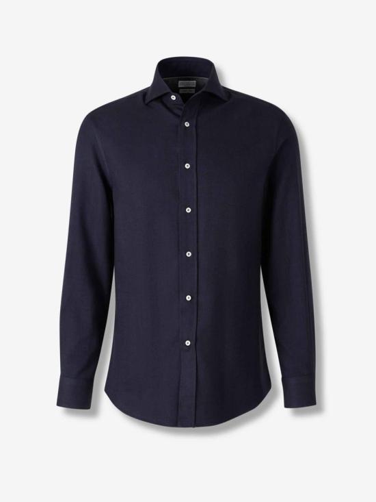 25FW 브루넬로 쿠치넬리 긴팔 셔츠 MY6370627 C019NAVY MIDNIGHT BLUE