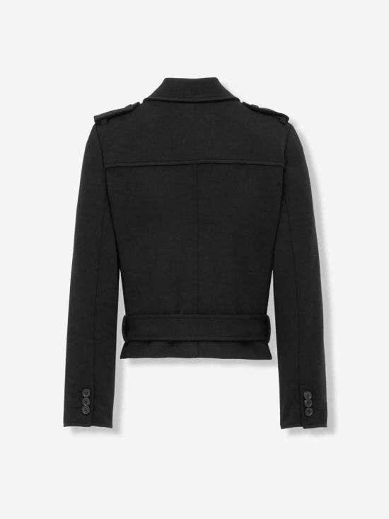 25FW 생로랑 저지 소재 오피셔 코트  843869Y288V 1000NOIR Black - SAINT LAURENT