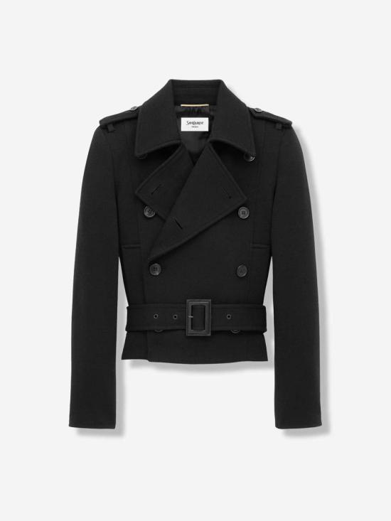 25FW 생로랑 저지 소재 오피셔 코트  843869Y288V 1000NOIR Black - SAINT LAURENT