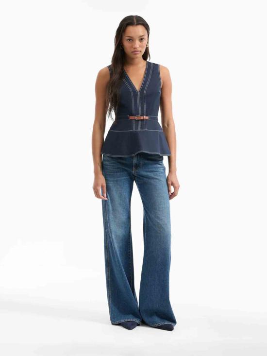 25FW 베로니카비어드 민소매 티셔츠 2507LSCP41287 W0006NAVY MIDNIGHT BLUE - VERONICA BEARD