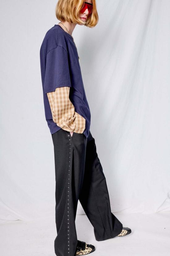  어셈블리 뉴욕 긴팔 티셔츠 어셈블리 네이비/옐로우 플레드 콤보 긴팔 셔츠 - ASSEMBLY NEW YORK