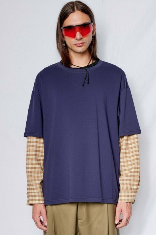  어셈블리 뉴욕 긴팔 티셔츠 어셈블리 네이비/옐로우 플레드 콤보 긴팔 셔츠