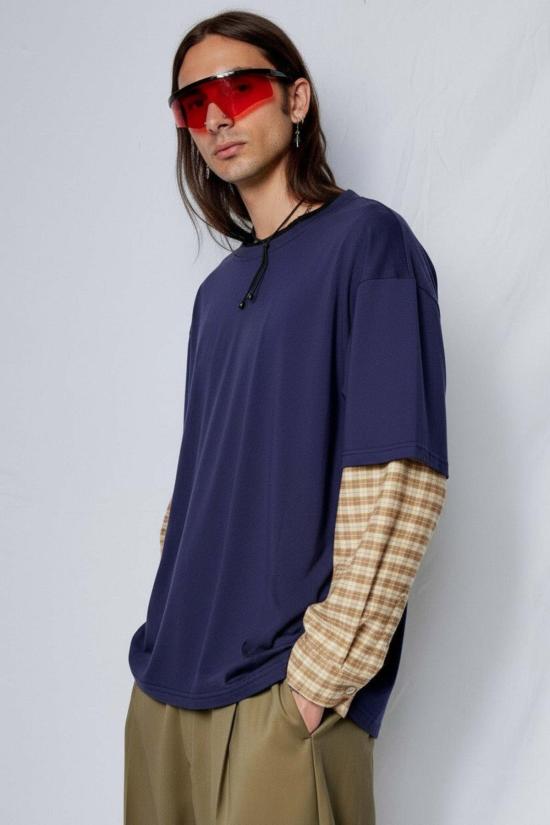  어셈블리 뉴욕 긴팔 티셔츠 어셈블리 네이비/옐로우 플레드 콤보 긴팔 셔츠 - ASSEMBLY NEW YORK