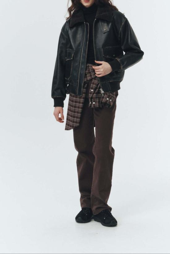  던스트 데님 팬츠 에센셜 스트레이트 풀 렝스 진 브라운 - DUNST