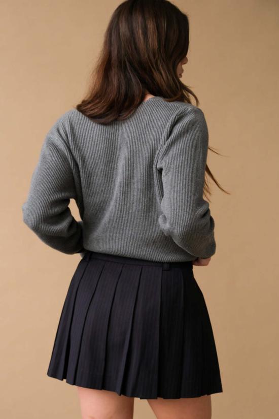  던스트 숏 스커트 플리츠 미니 스커트 네이비 스트라이프 - DUNST