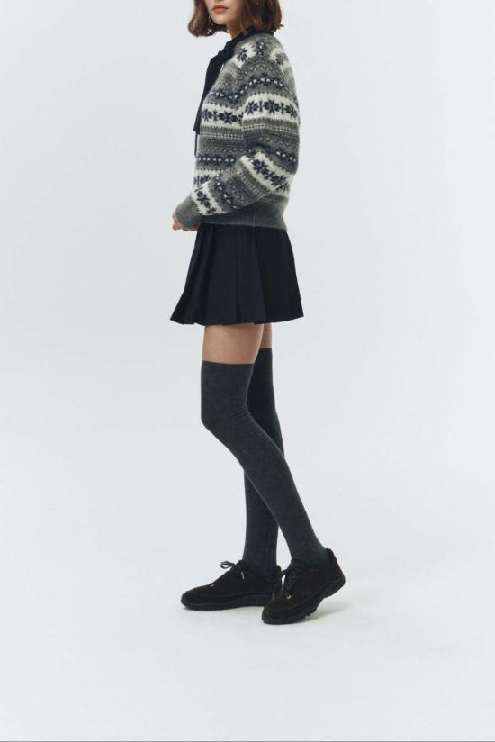  던스트 숏 스커트 플리츠 미니 스커트 네이비 스트라이프 - DUNST