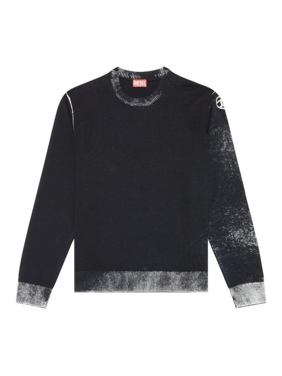  디젤 리버스 프린트 코튼 스웨터 A111870BEAR9XX Black