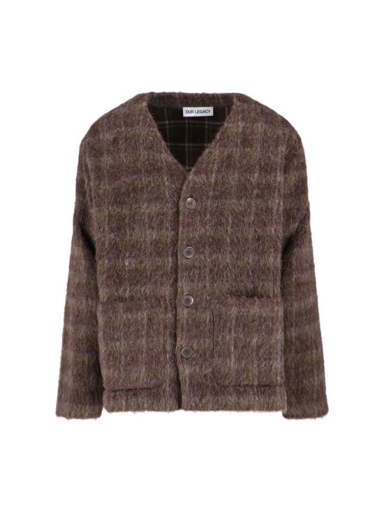 25FW 아워레가시 가디건 도르프 체크 헤어리 울 M4256CDDORF CHECK HAIRY WOOL BROWN