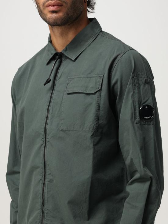 25FW 씨피 컴퍼니 오가닉 개버딘 지퍼 오버셔츠  19CMOS705A110143G 978 Black - C.P. COMPANY