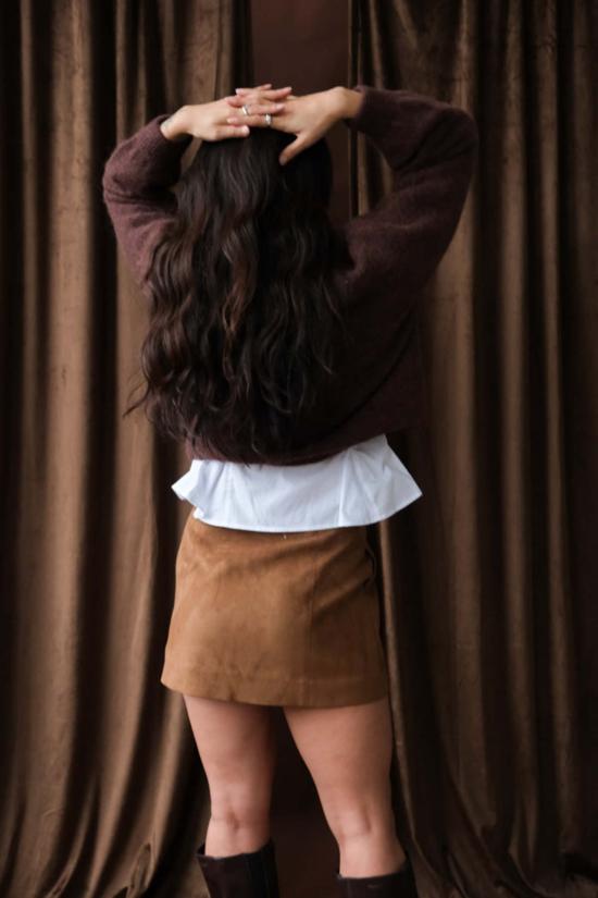  던스트 숏 스커트 미니 스웨이드 스커트 브라운 - DUNST
