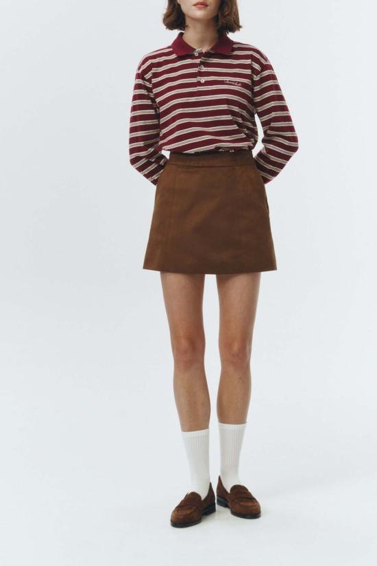  던스트 숏 스커트 미니 스웨이드 스커트 브라운 - DUNST