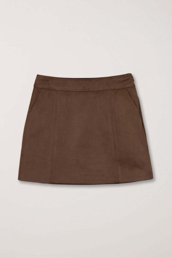  던스트 숏 스커트 미니 스웨이드 스커트 브라운 - DUNST