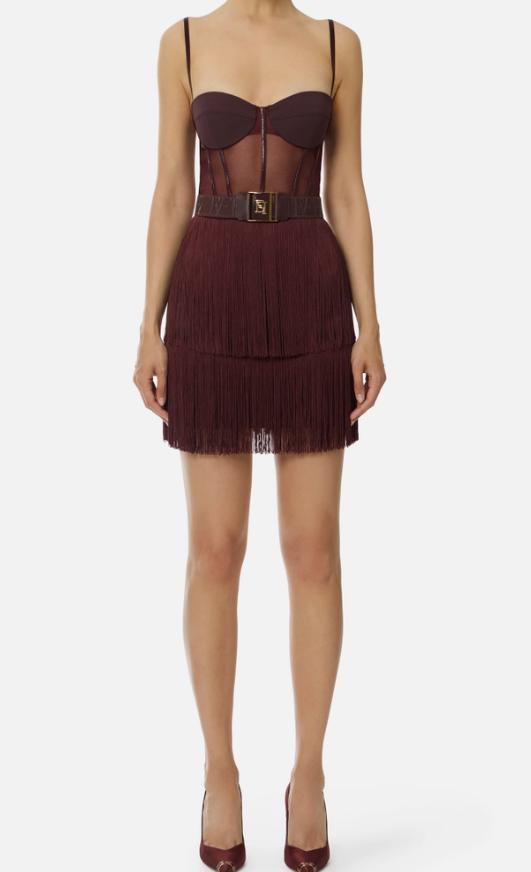 25FW 엘리자베타프랜치 숏 원피스 AB82556E2EA4 Merlot Red - ELISABETTA FRANCHI