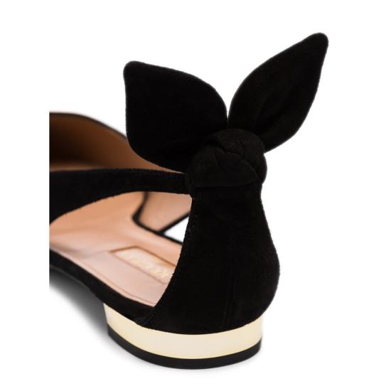 26SS 아쿠아주라 플랫 슈즈 DENFLAB0 SUE 000 BLACK - AQUAZZURA