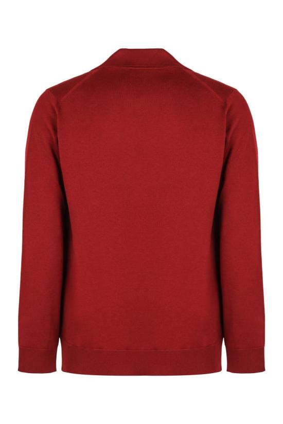 25FW 구찌 딥 브이넥 리브드 커프 울 폴로 스웨터 793883XKFA8 6318 RED - GUCCI