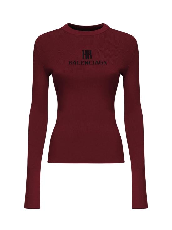 25FW 발렌시아가 로고 크루넥 니트 835494 T52316010 Bordeaux black