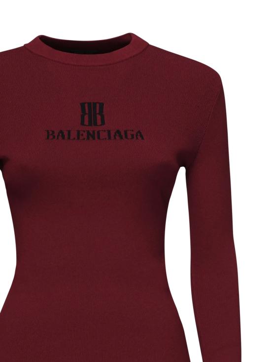 25FW 발렌시아가 로고 크루넥 니트 835494 T52316010 Bordeaux black - BALENCIAGA