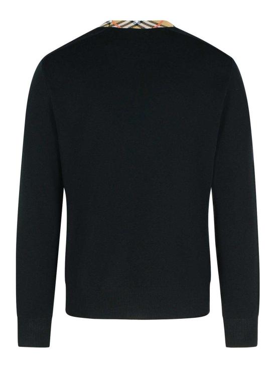 버버리 버버리 체크 트리밍 울 스웨터 8112148 Black - BURBERRY