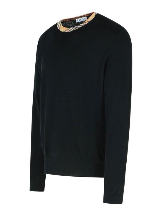  버버리 버버리 체크 트리밍 울 스웨터 8112148 Black - BURBERRY