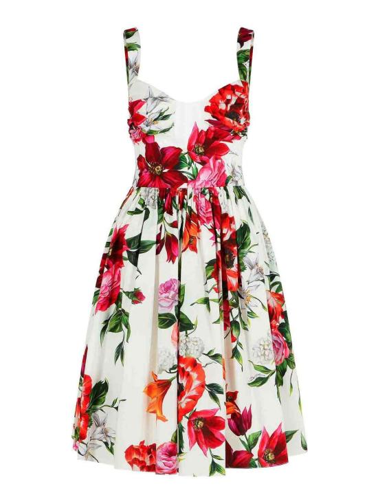  돌체앤가바나 미디 원피스 F6TVJTHS5TQHA5PB White