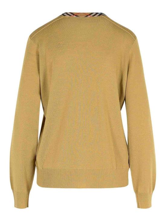  버버리 체크 트리밍 울 가디건  8112164 Beige - BURBERRY