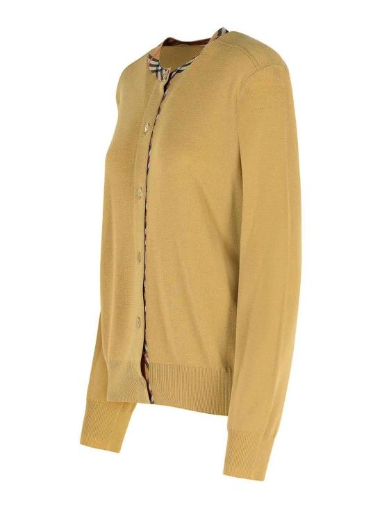  버버리 체크 트리밍 울 가디건  8112164 Beige - BURBERRY