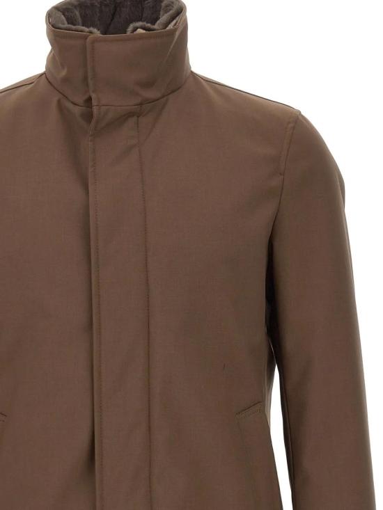 25FW 에르노 울 트윌 & 라이트 인조 퍼 카코트 IM000370U12730 8010 BROWN - HERNO