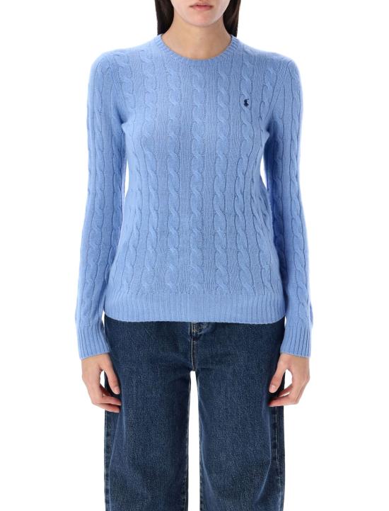 25FW 폴로 랄프로렌 폴로 자수 케이블 니트 스웨터 211971865 004 LIGHT BLUE