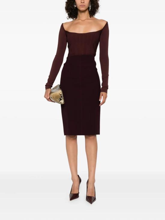 25FW 뮈글러 미디 스커트 25F1JU0542196 3402 PINK PURPLE - MUGLER