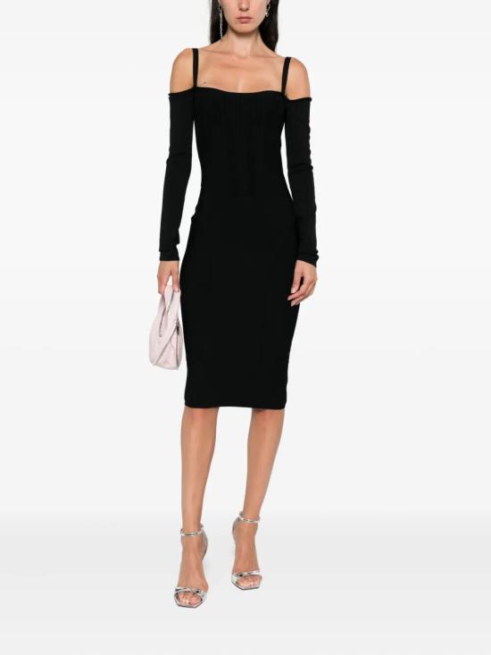 25FW 뮈글러 미디 원피스 25F2RO17251133 199 BLACK - MUGLER