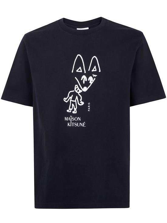 25FW 메종키츠네 파티 폭스 컴포트 티셔츠 PM00116KJ7025 P199 BLACK - MAISON KITSUNE