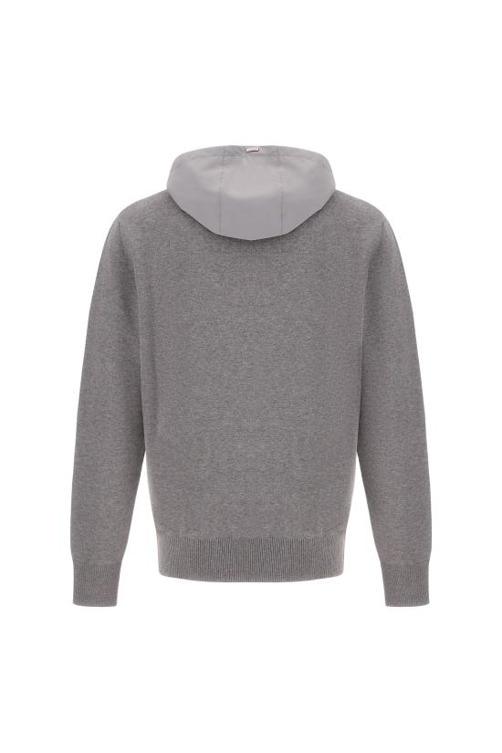 25FW 에르노 더블 코튼 니트 & 포넨테 트래블 나일론 후드 티셔츠 MG00027UR 72111 9430 GREY - HERNO