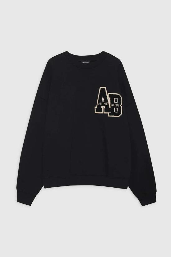  애니빙 스웨터 아니네 빙 마일즈 오버사이즈 스웨트셔츠 레터맨/블랙 - ANINE BING