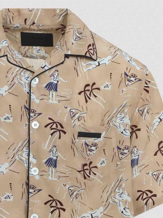  프라다 반팔 셔츠 UCS524SOOO17OYF0770 Camel - PRADA