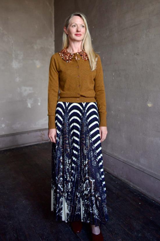  울라 존슨 미디 스커트 샤이나 하이웨이스트 플리츠 - ULLA JOHNSON