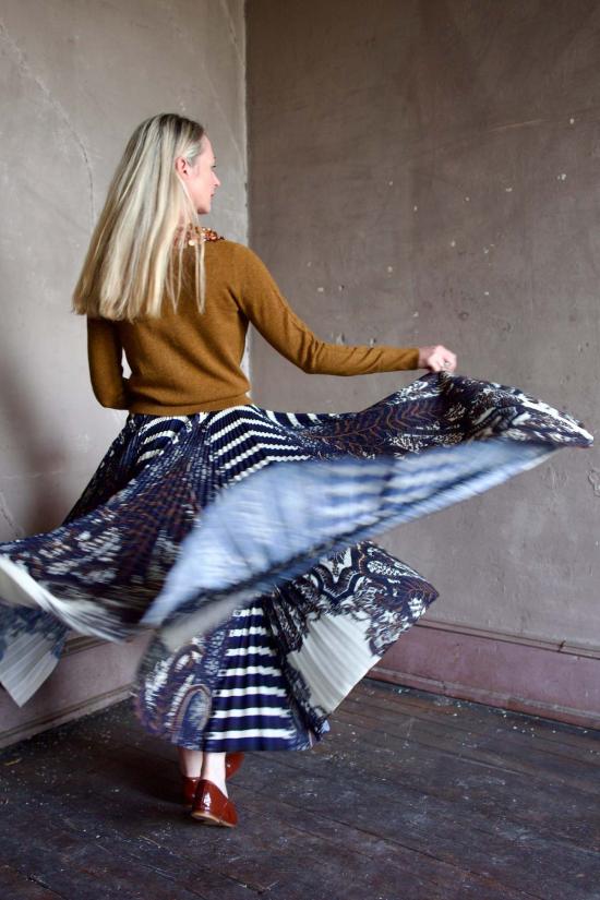  울라 존슨 미디 스커트 샤이나 하이웨이스트 플리츠 - ULLA JOHNSON