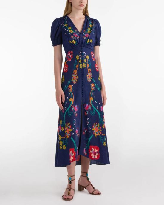  살로니 롱 원피스 Saloni Lea 롱 드레스 코사지 블룸 - SALONI