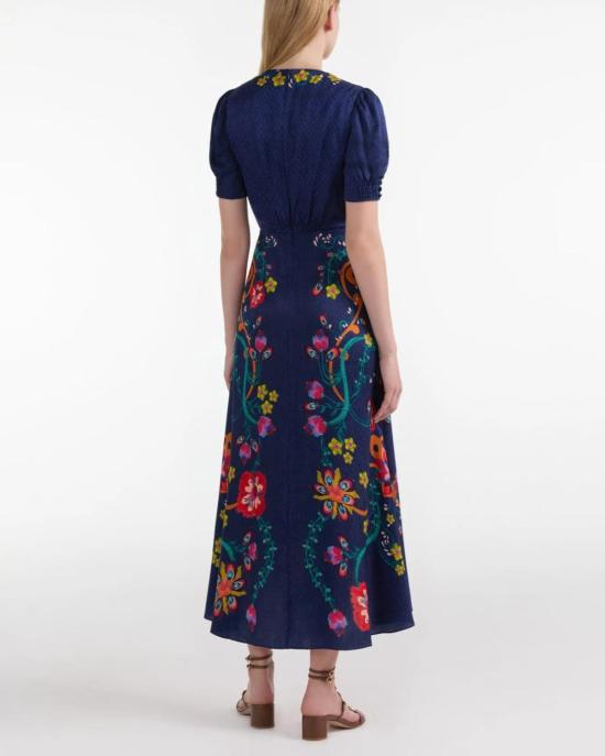  살로니 롱 원피스 Saloni Lea 롱 드레스 코사지 블룸 - SALONI