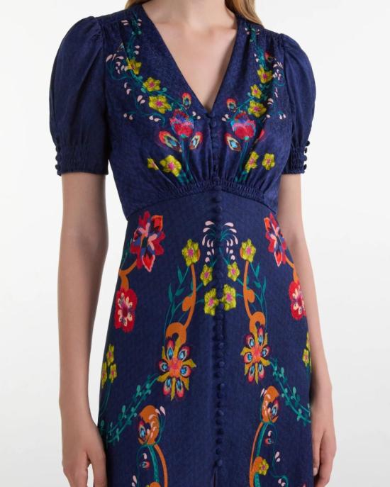  살로니 롱 원피스 Saloni Lea 롱 드레스 코사지 블룸 - SALONI